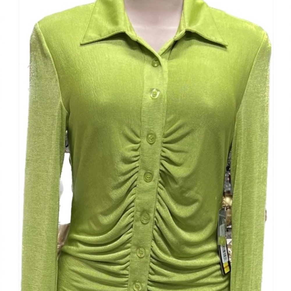 Bebe Lime Green Ruched Bodycon Dress – Size M